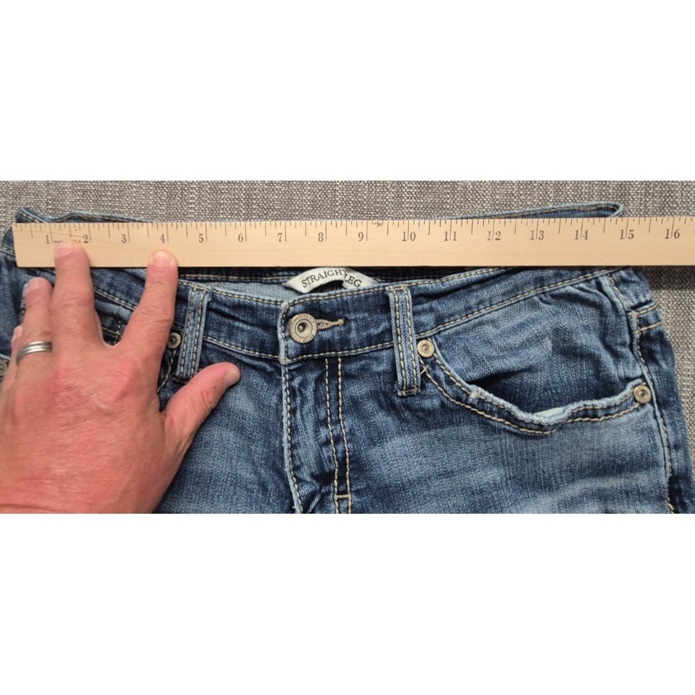 BKE Carter straight leg women denim blue jeans sz 31L Cotton stretch medium wash - Picture 7 of 15